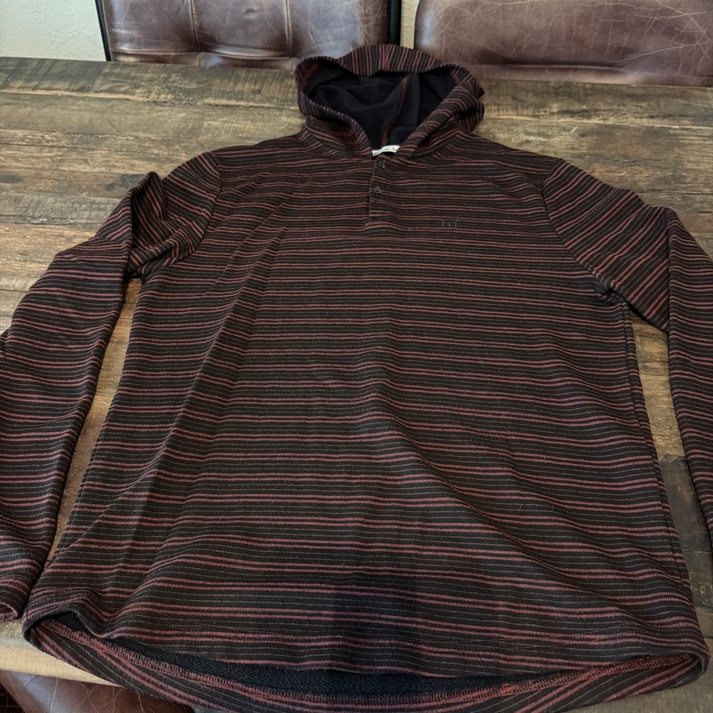 Travis Mathew Hoodie Mens large striped Henley Lightweight Pullover Sweatshirt - Picture 1 of 6